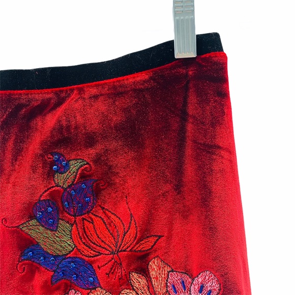 NWT Foxiedox Velour Velvet Embroidered Maxi Skirt - Picture 3 of 6